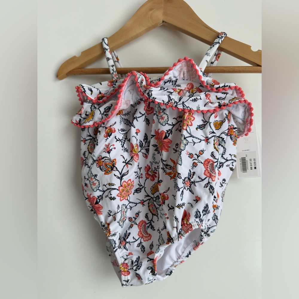 Janie and Jack white floral one-piece swimsuit 18-24 months NEW Girls Baby UPF - Picture 6 of 6